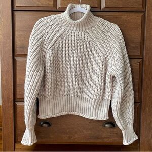 H&M chunky knit roll-edge mock neck sweater - size small